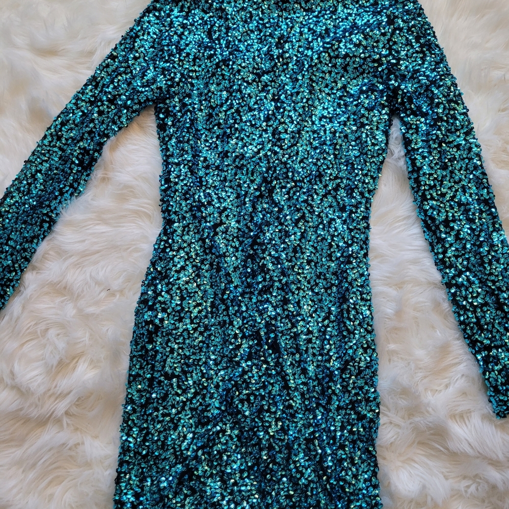 Fashionova teal sequin dress
